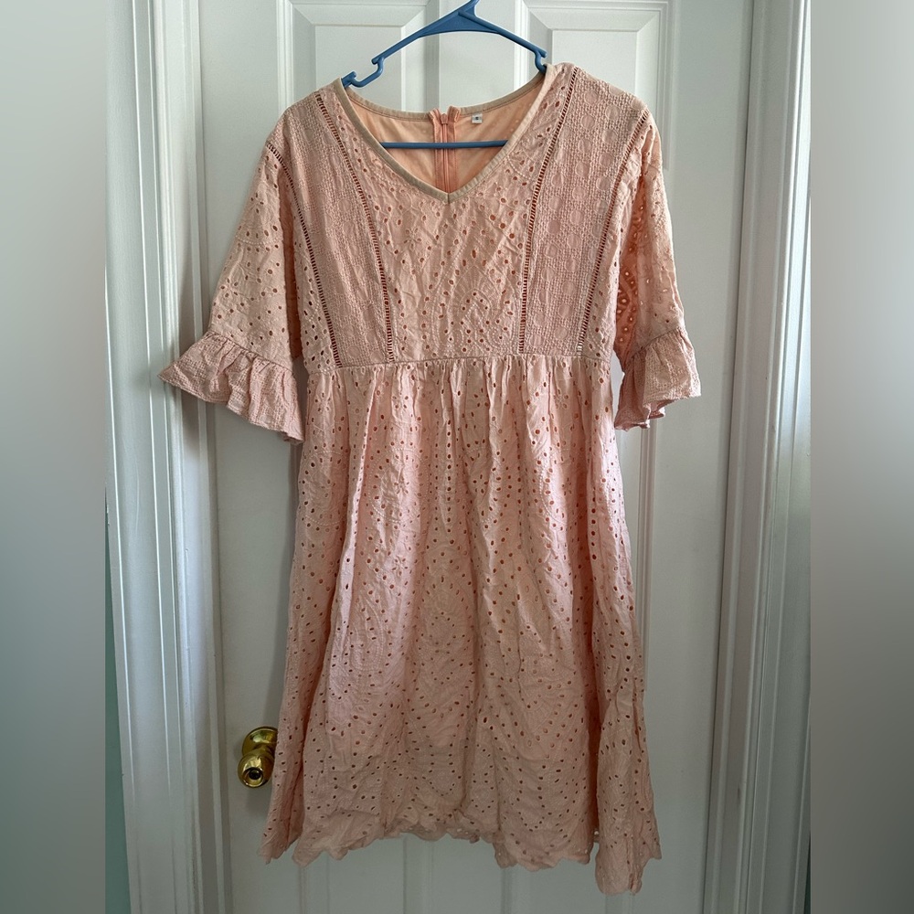 Roolee light pink eyelet dress